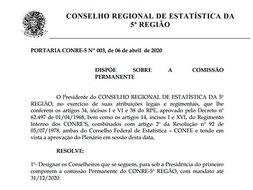 Portaria Conre 5 nº 003 – 2020